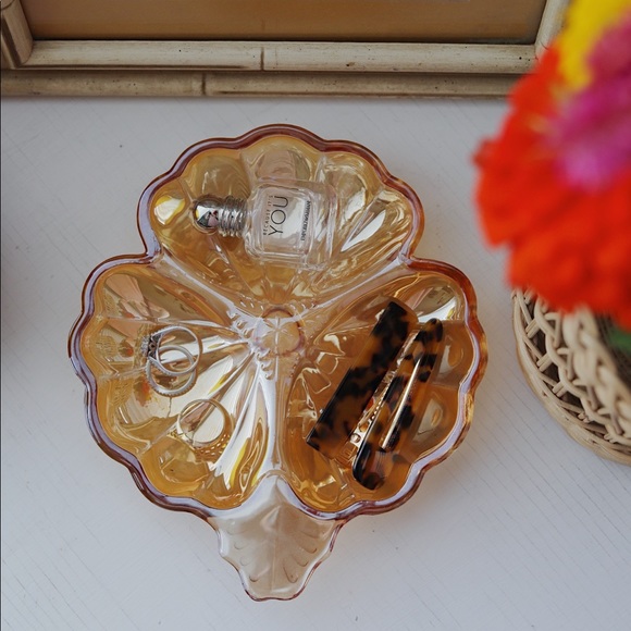 Marigold Carnival Glass Tri-Section Dish - Picture 9 of 11